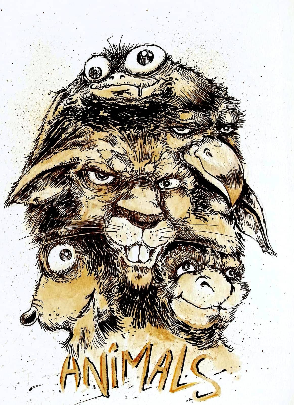 Mix d'animaux stylisés en encre