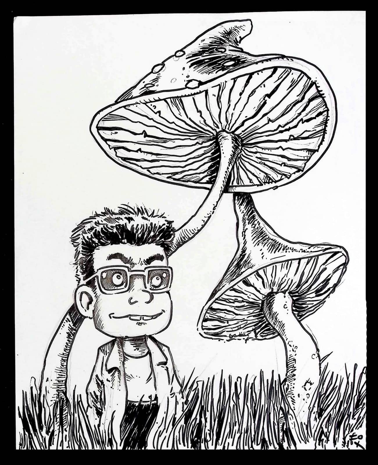 Personnage aux champignons géants