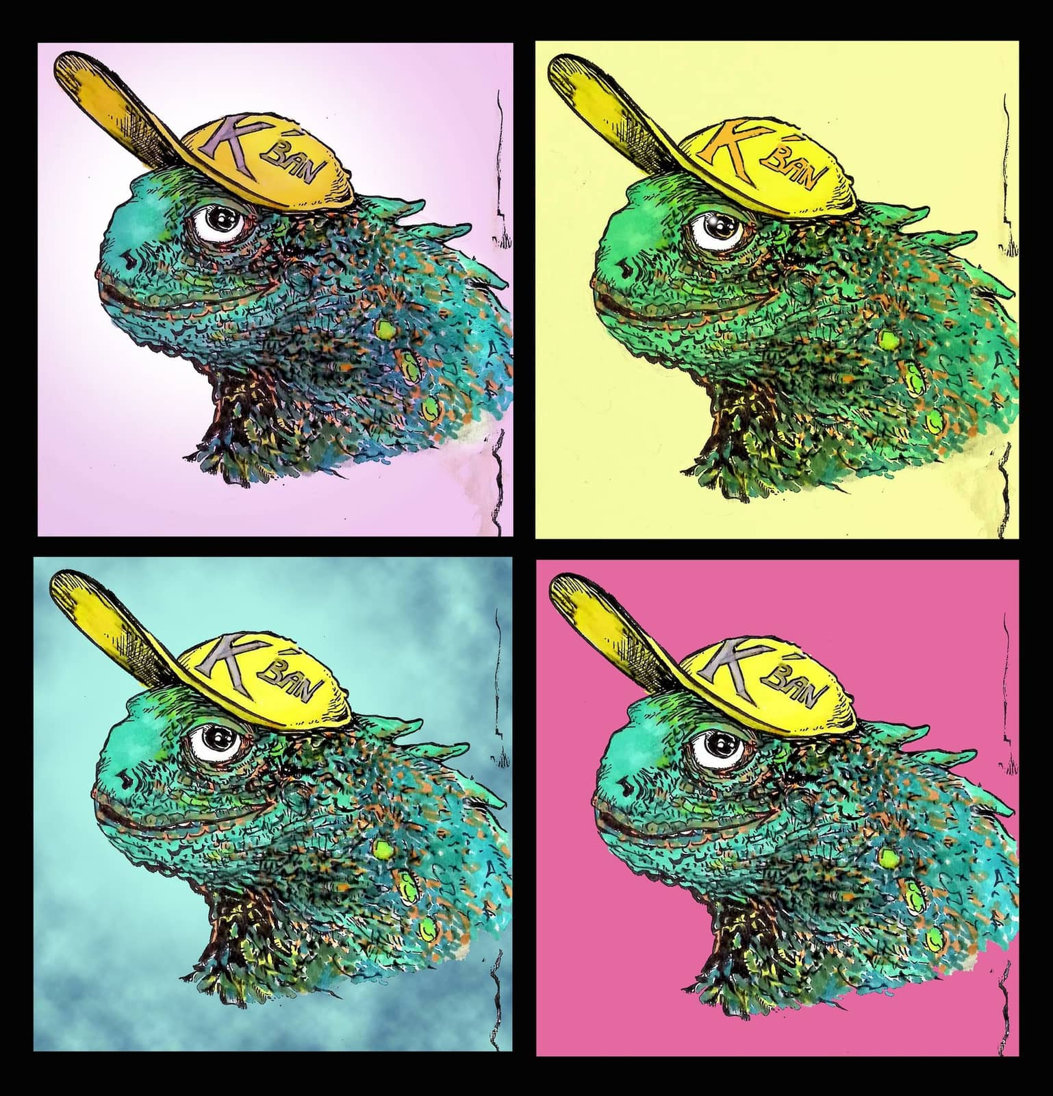 Iguane gangster en quatre coloris