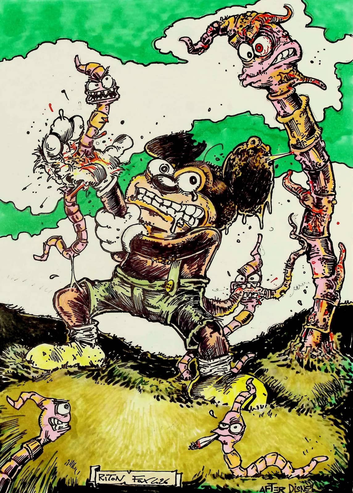 Souris en guerre contre vers mutants