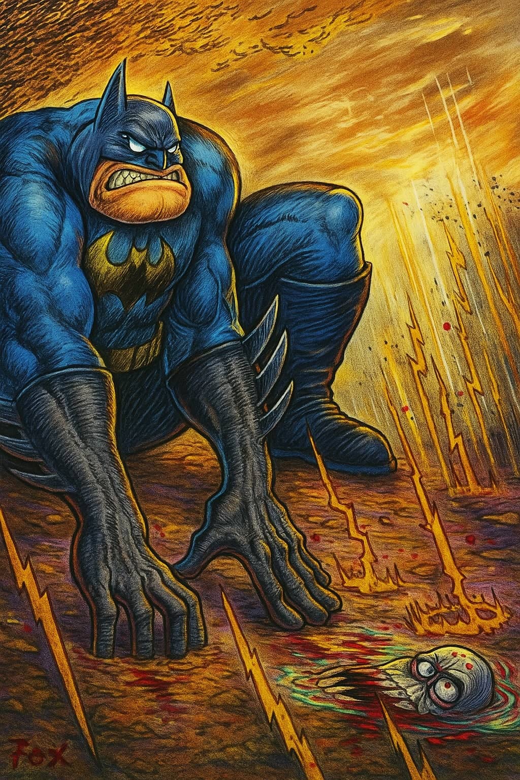 Batman monstrueux dans un chaos infernal