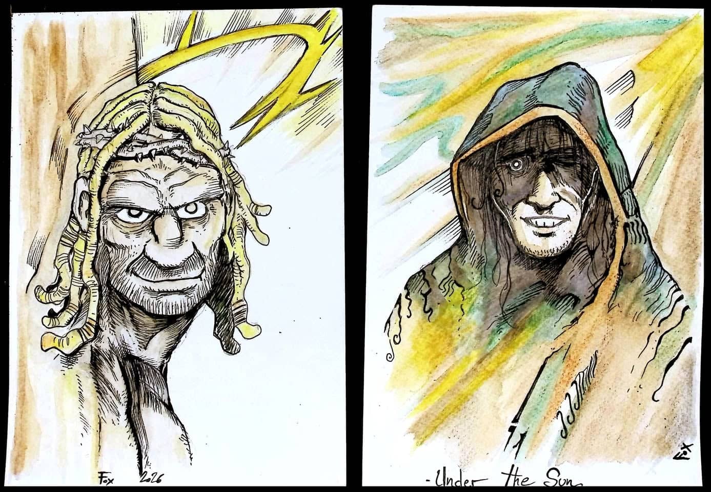 Deux personnages mystérieux croquis