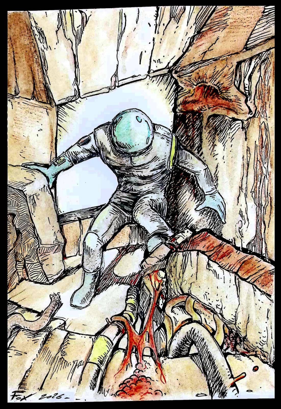 Astronaute dans les ruines
