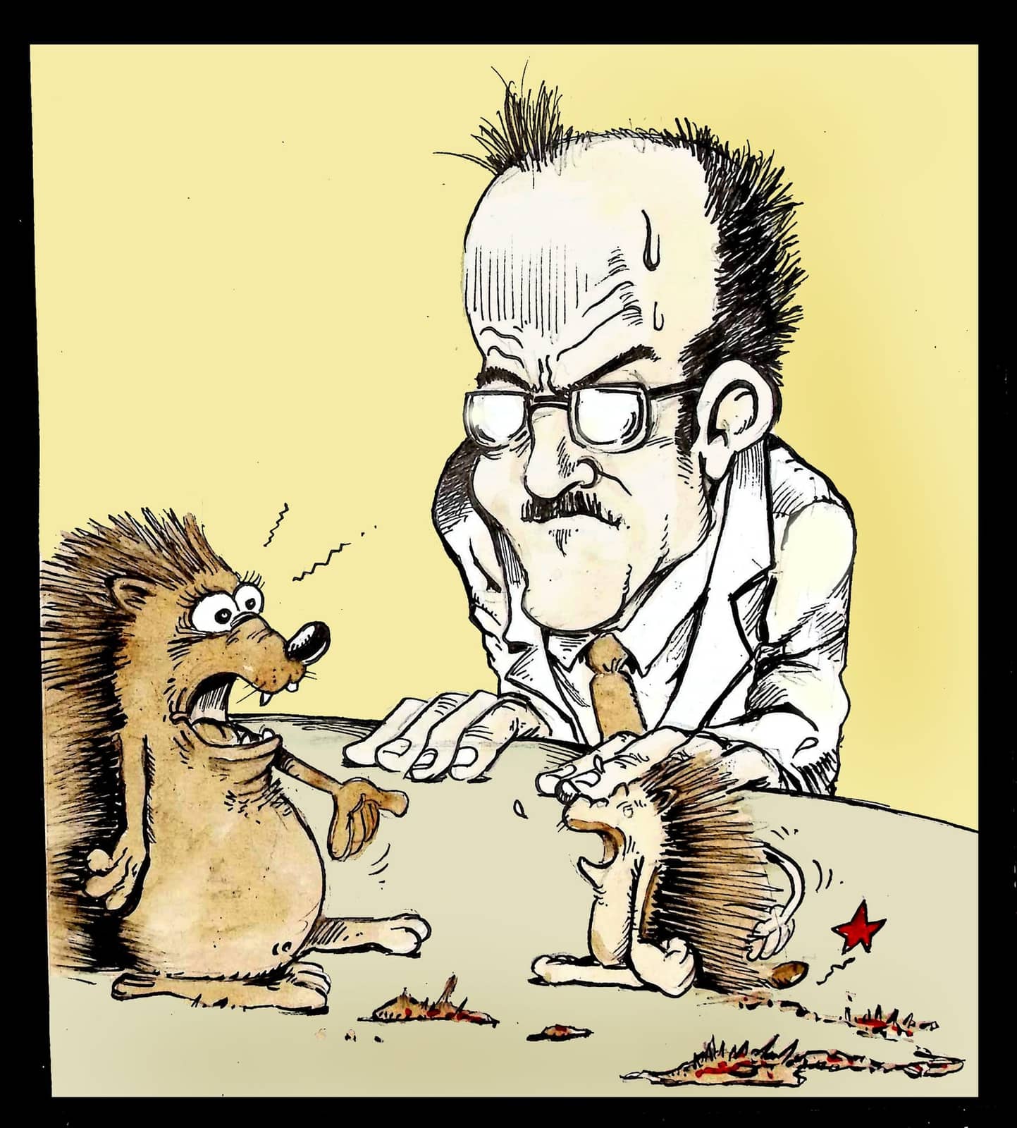 Caricature satirique d'un musicien