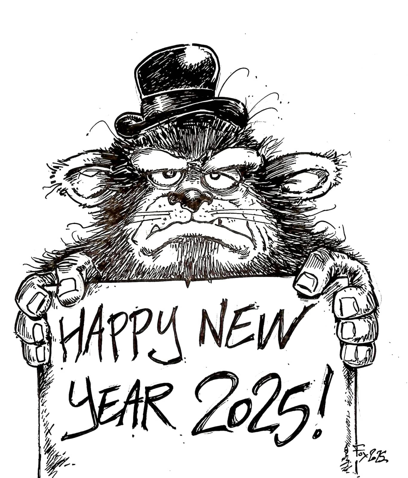 Chat grognon vœu Bonne Année