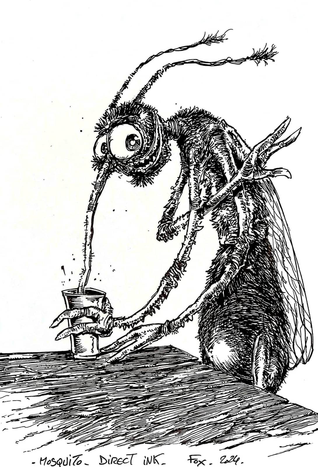 Moustique expressionniste à l'encre
