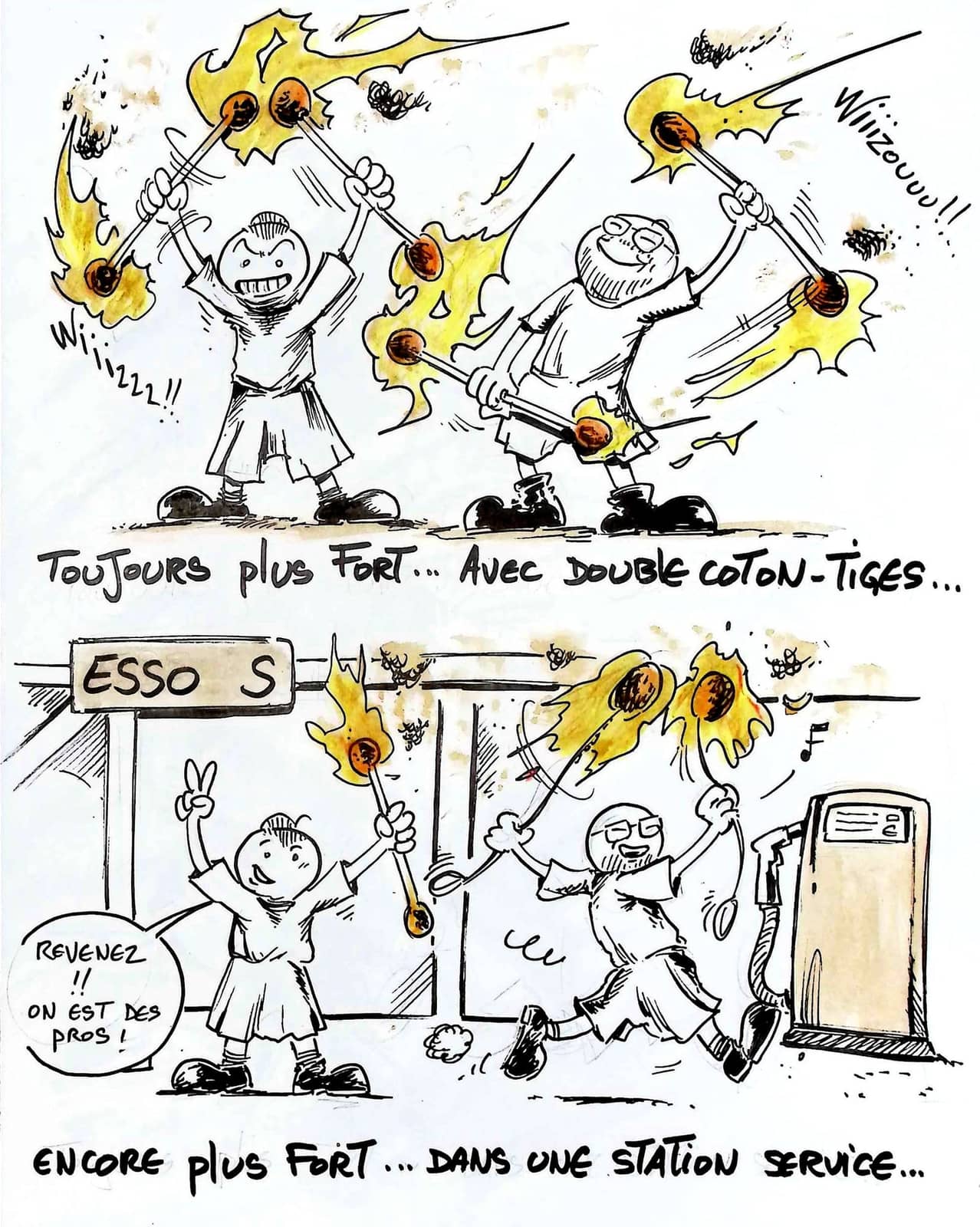 Coton-tiges et pompes essence