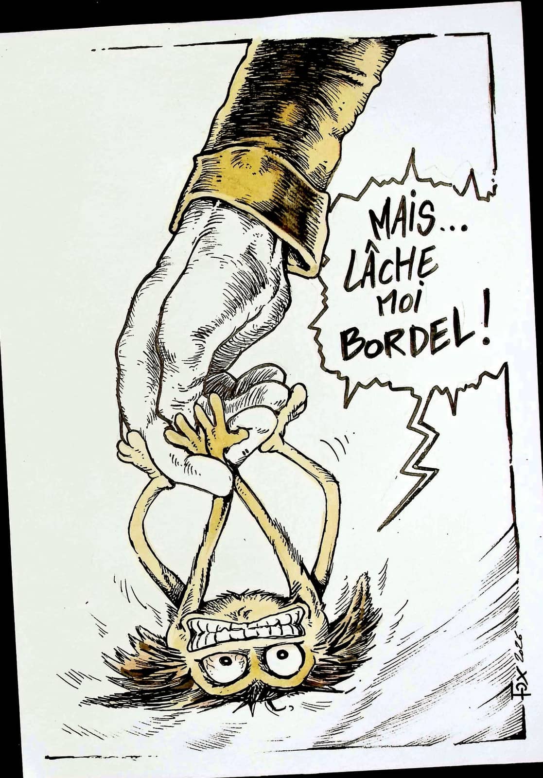 Chat suspendu lâche-moi bordel