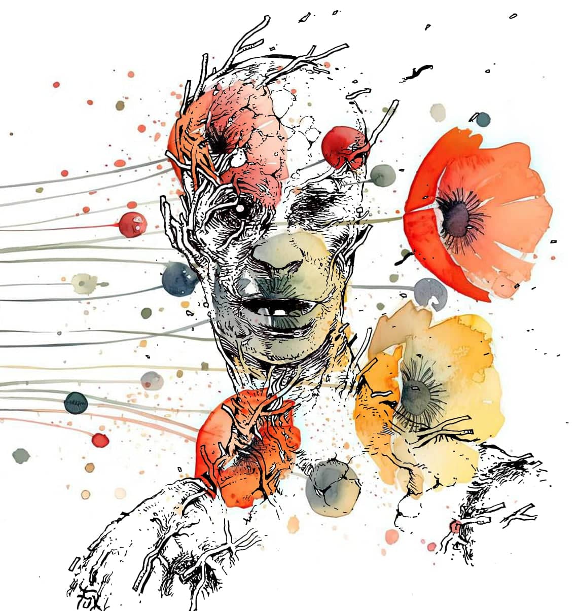 Créature étrange aux fleurs vibrantes