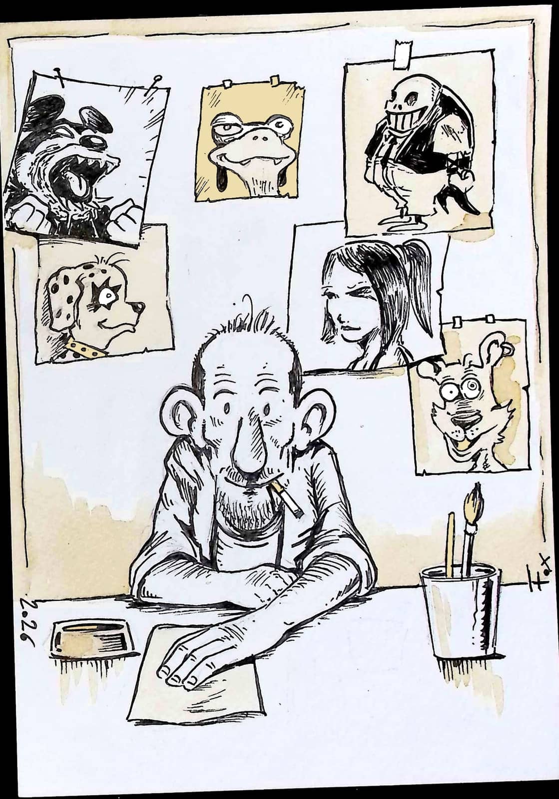 Artiste entouré de ses créatures