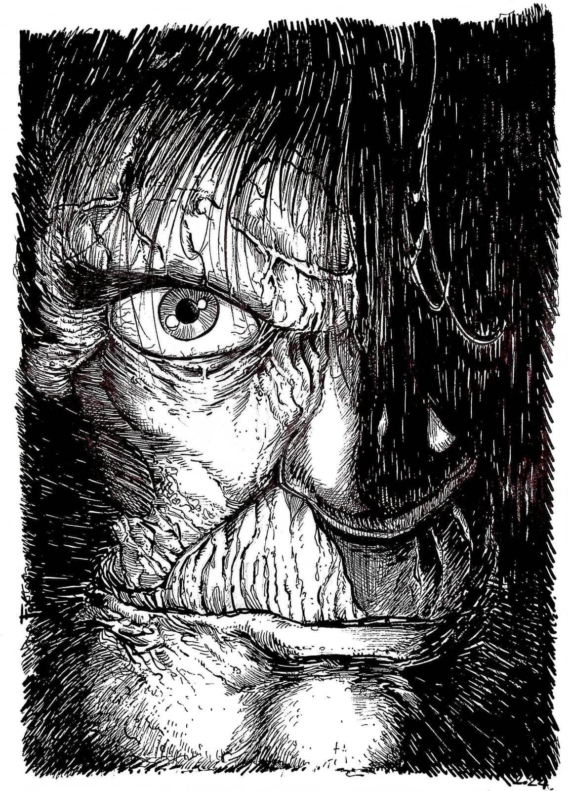 Gros plan expressif noir et blanc