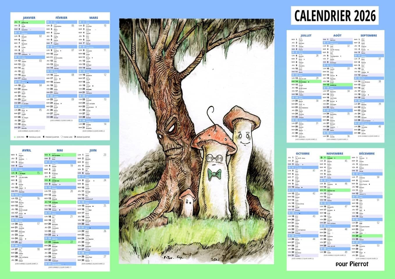 Champignons souriants sous l'arbre
