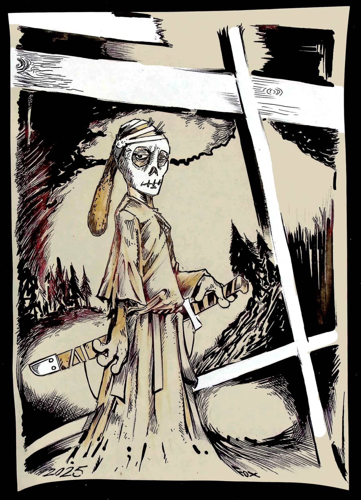 Squelette à la hache sombre