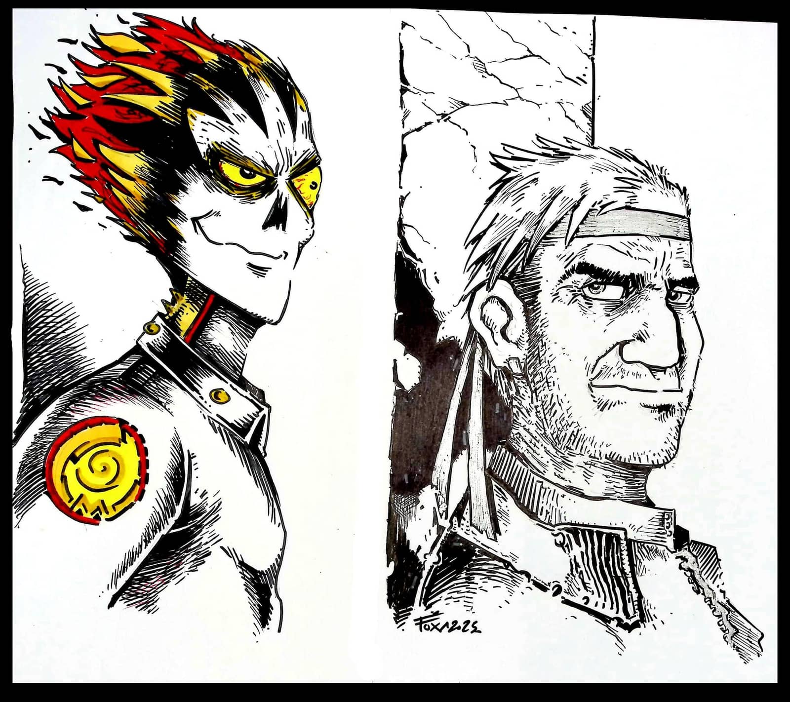 Deux personnages énigmatiques encre