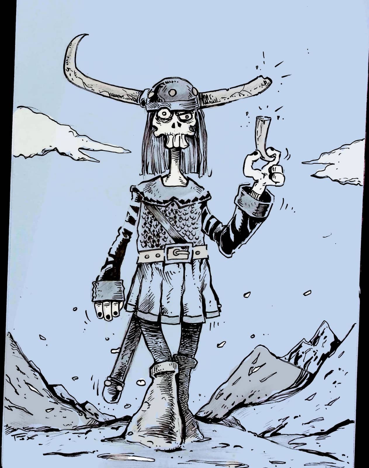 Guerrier viking squelette victorieux