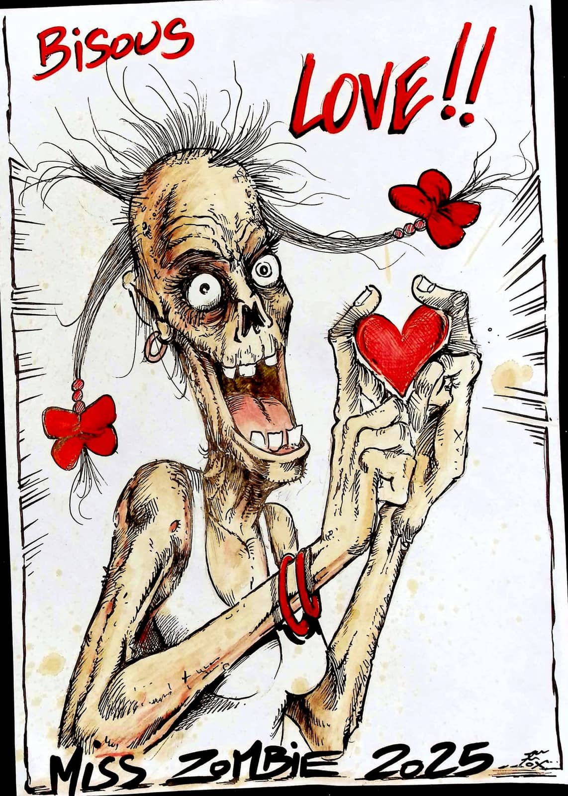Zombie amoureux avec cœur rouge