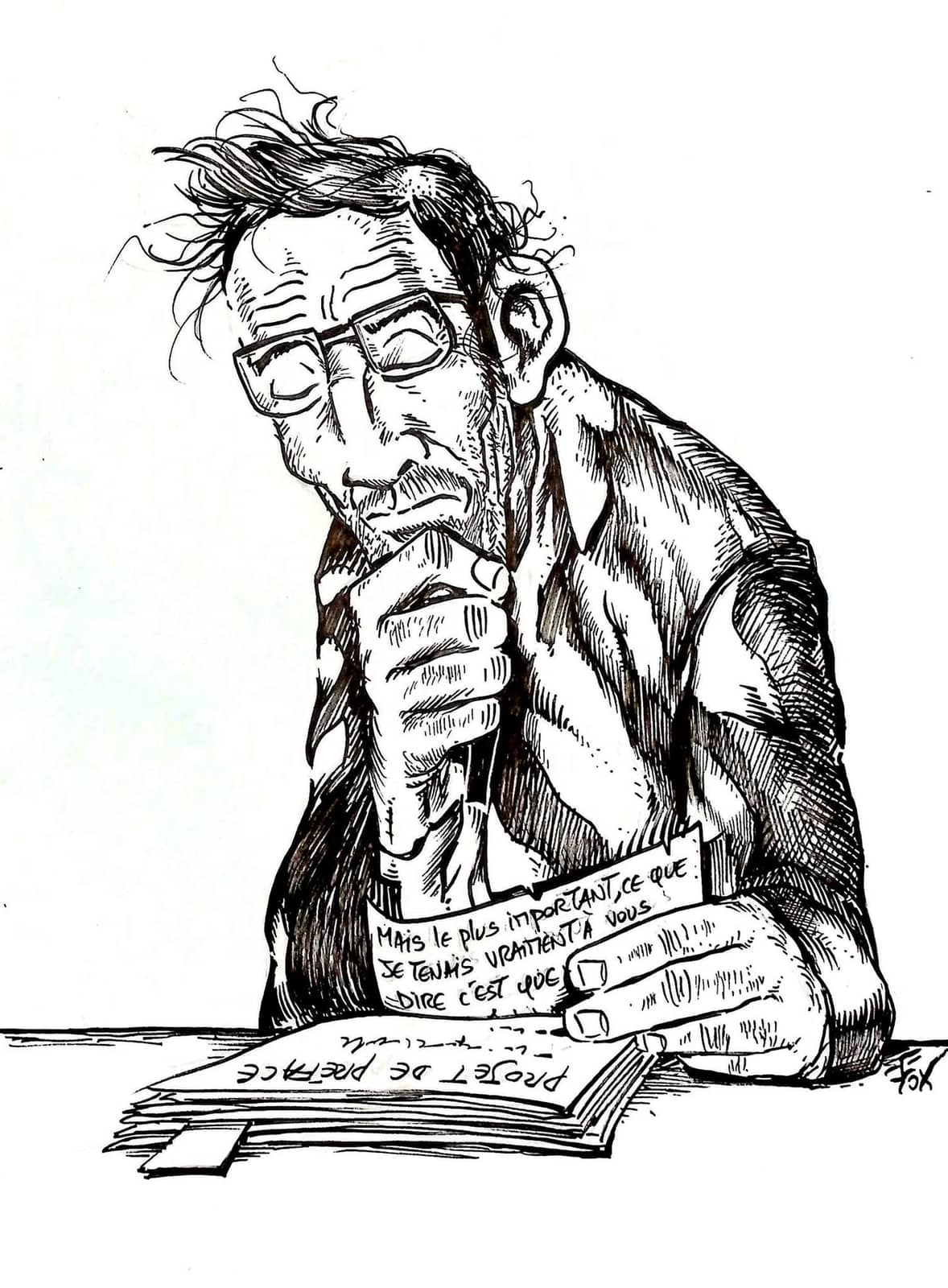 Portrait d'écrivain en noir et blanc
