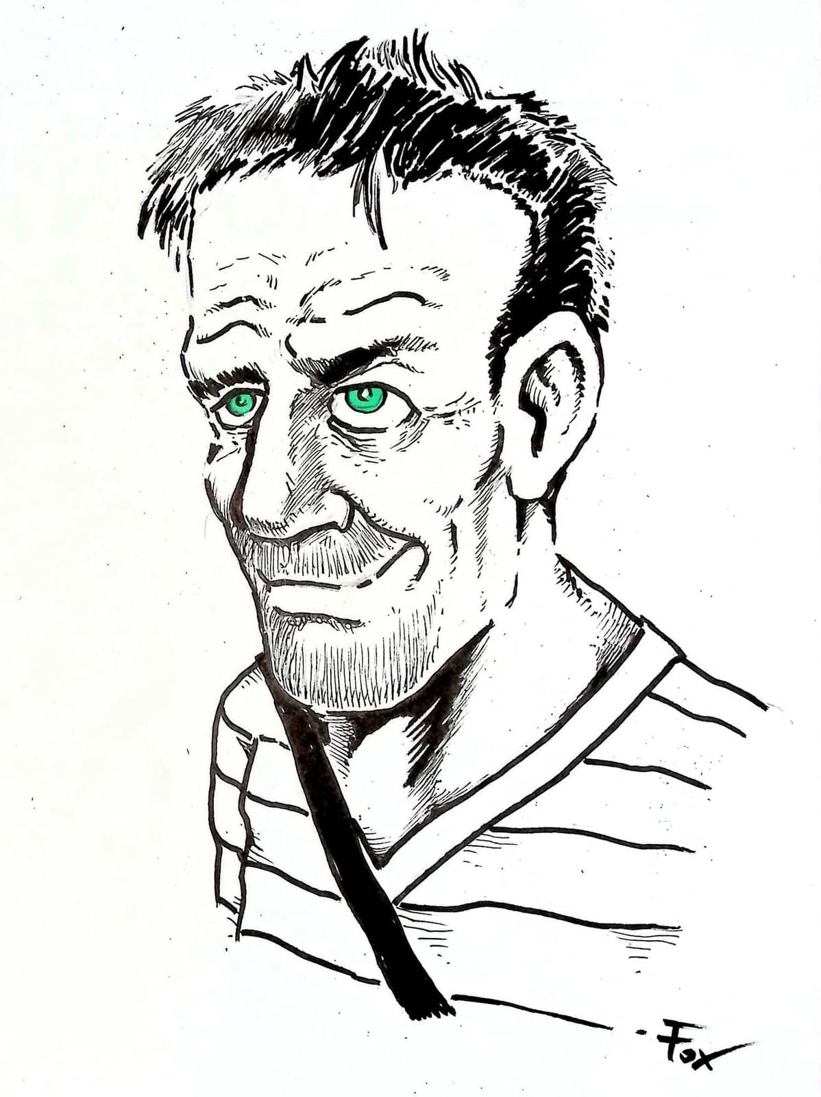 Portrait homme yeux verts intenses
