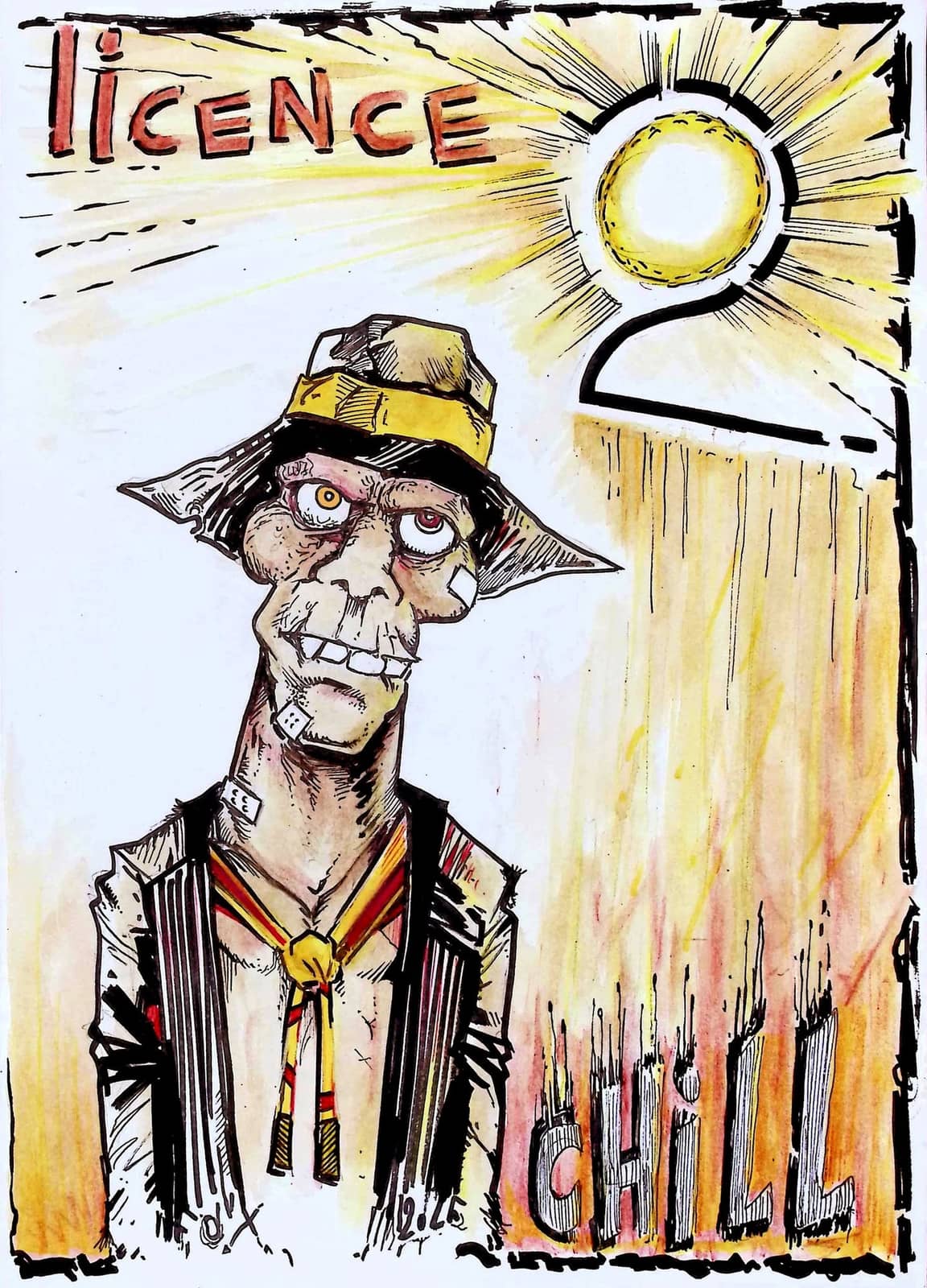 Licence en Hell avec soleil jaune