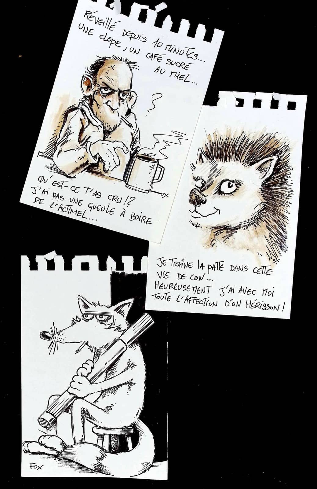Petits dessins humoristiques à l'encre