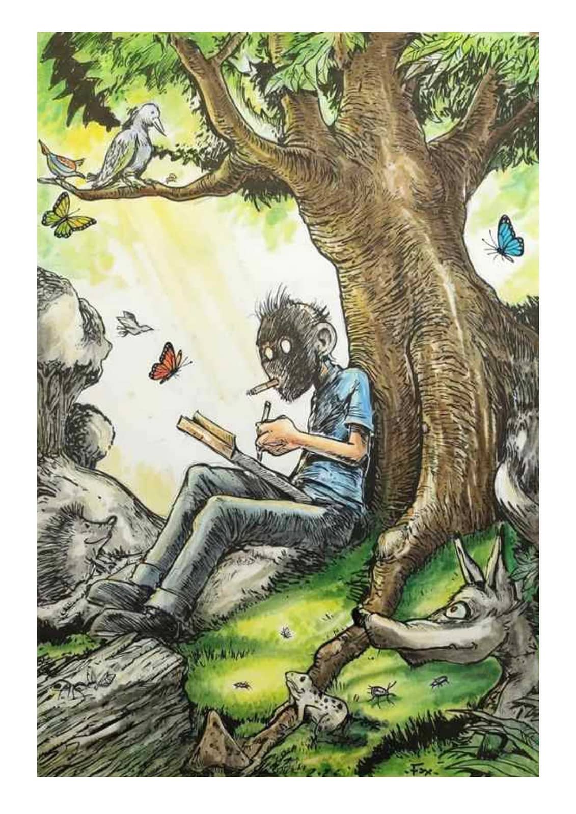 Dessinateur dans la nature