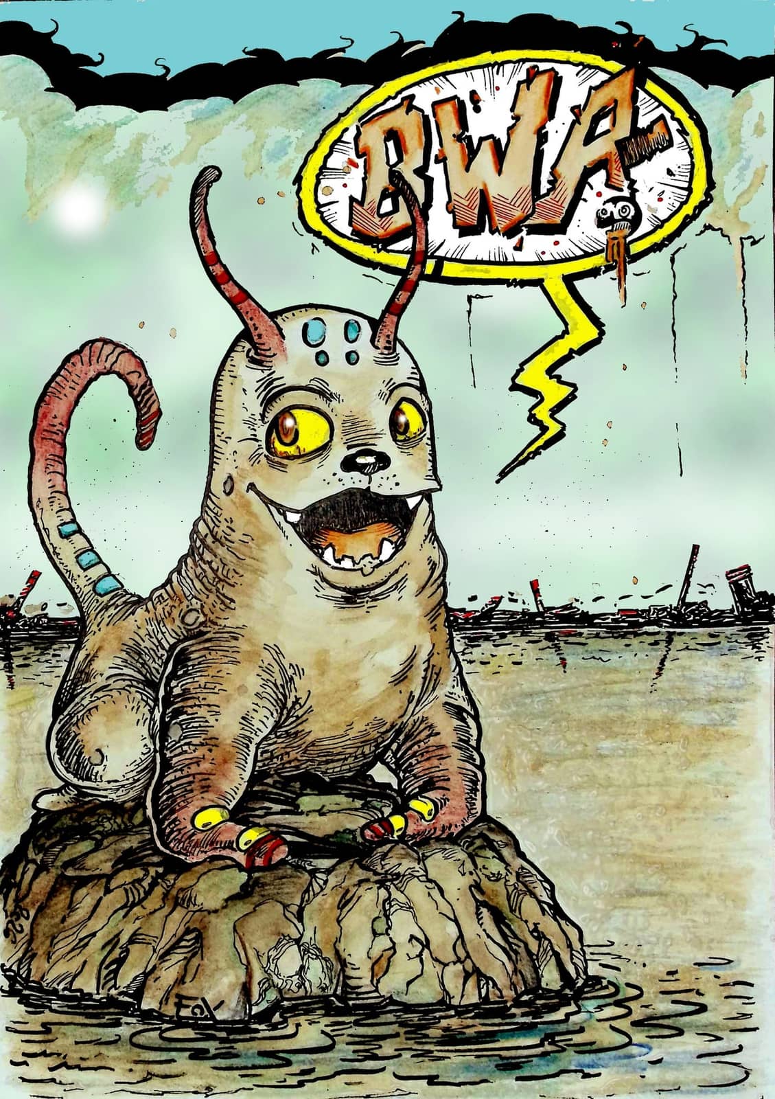 Monstre furieux crie "RAWWW"
